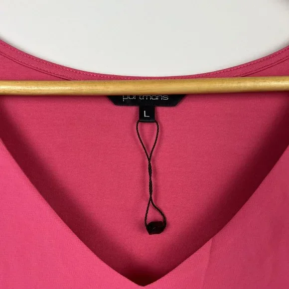 New Portmans Top Blouse Pink Short Sleeve V-Neck Office Casual Size L 14 - Picture 5 of 9